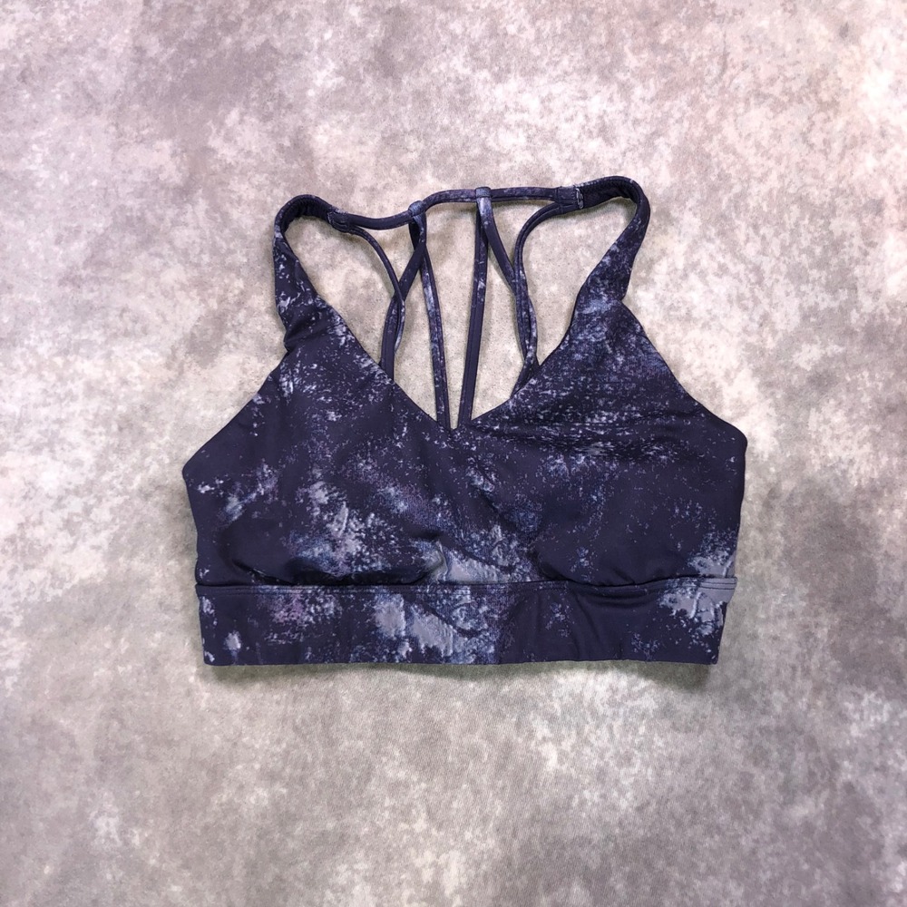 All in Motion Purple Galaxy Splatter Strappy Back Sports Bra Size S